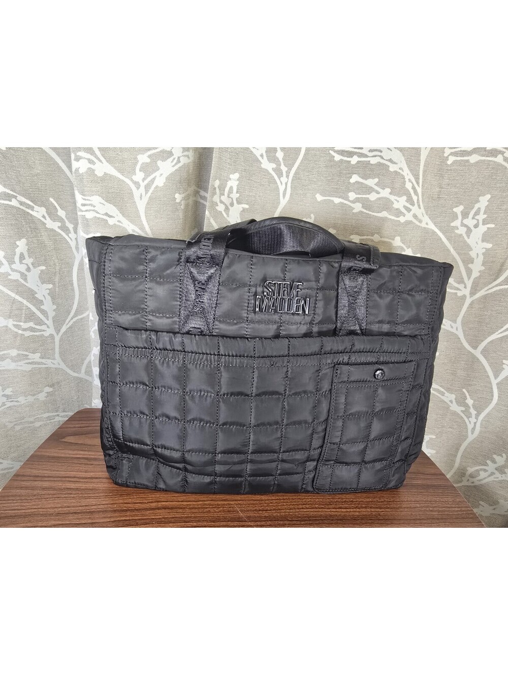 Steve Madden Puffer Tote Weekender Large Handbag Travel Bag Purse Black